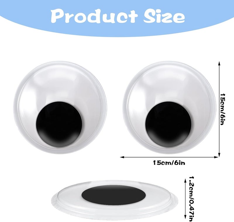Grevosea 2Pcs Giant Googly Eyes, 5.9 Inches Large Googly Eyes with Self Adhesive Black White Plastic Big Wiggle Eyes for DIY Craft Decorations and Christmas Ornaments - Image 2